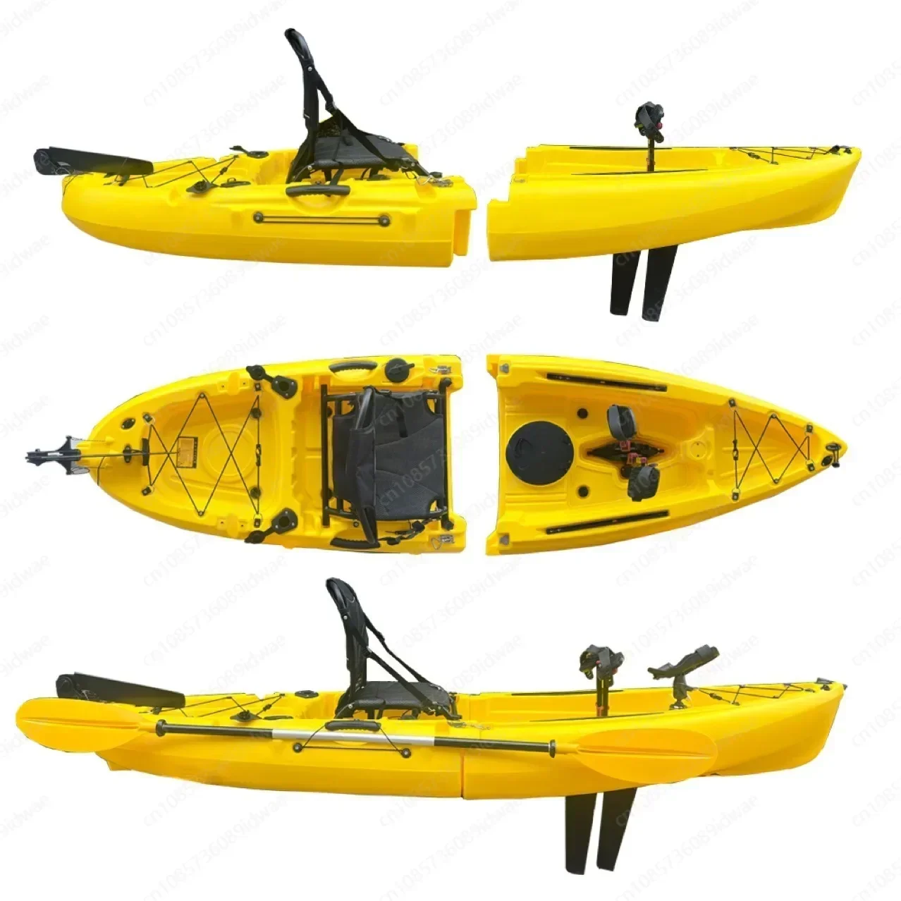 Detachable portable pedal boat – single/double kayak, fin pedal plastic canoe