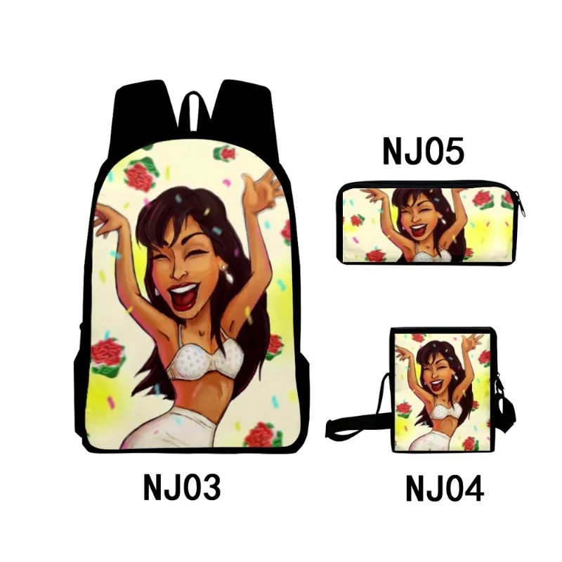 Classic Funny Selena Quintanilla 3D Print 3pcs/Set pupil School Bags Laptop Daypack Backpack Inclined shoulder bag Pencil Case