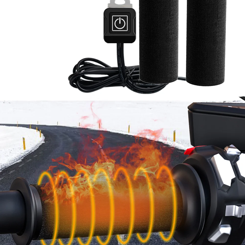

1 Set Electric Heating Handlebar Covers Motorbike Universal 12V Heated Grip Covers Adjustable Temperature Durable Motorcycle