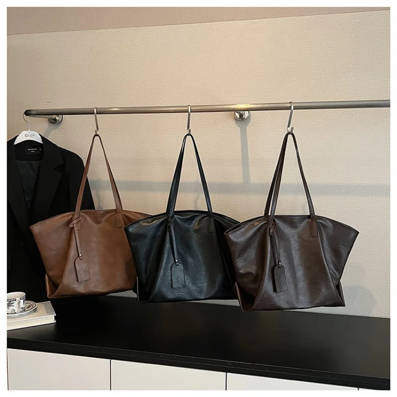 

Роскошная женская сумка на плечо из мягкой кожи, большая вместительная квадратная модная сумка-тоут, корейская модная сумка для покупок, сумки для подмышек