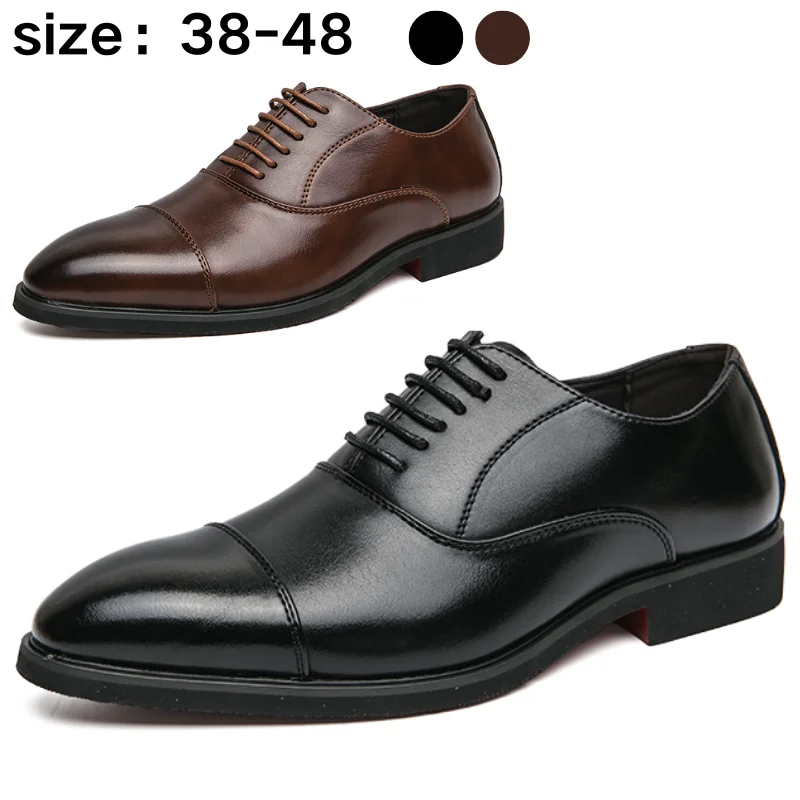 Zapatos Oxford formales para hombre, zapatos de vestir de cuero de negocios para boda, talla 47 48
