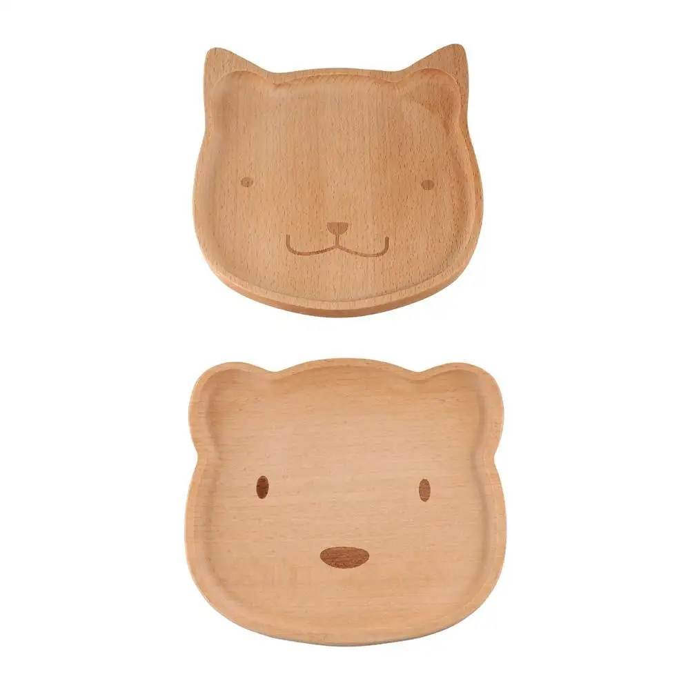 Multiple Styles Solid Wood Cartoon Dinner Tray Animal Pattern Odorless Children's Rice Plate Cute Wood Food Dishes Baby