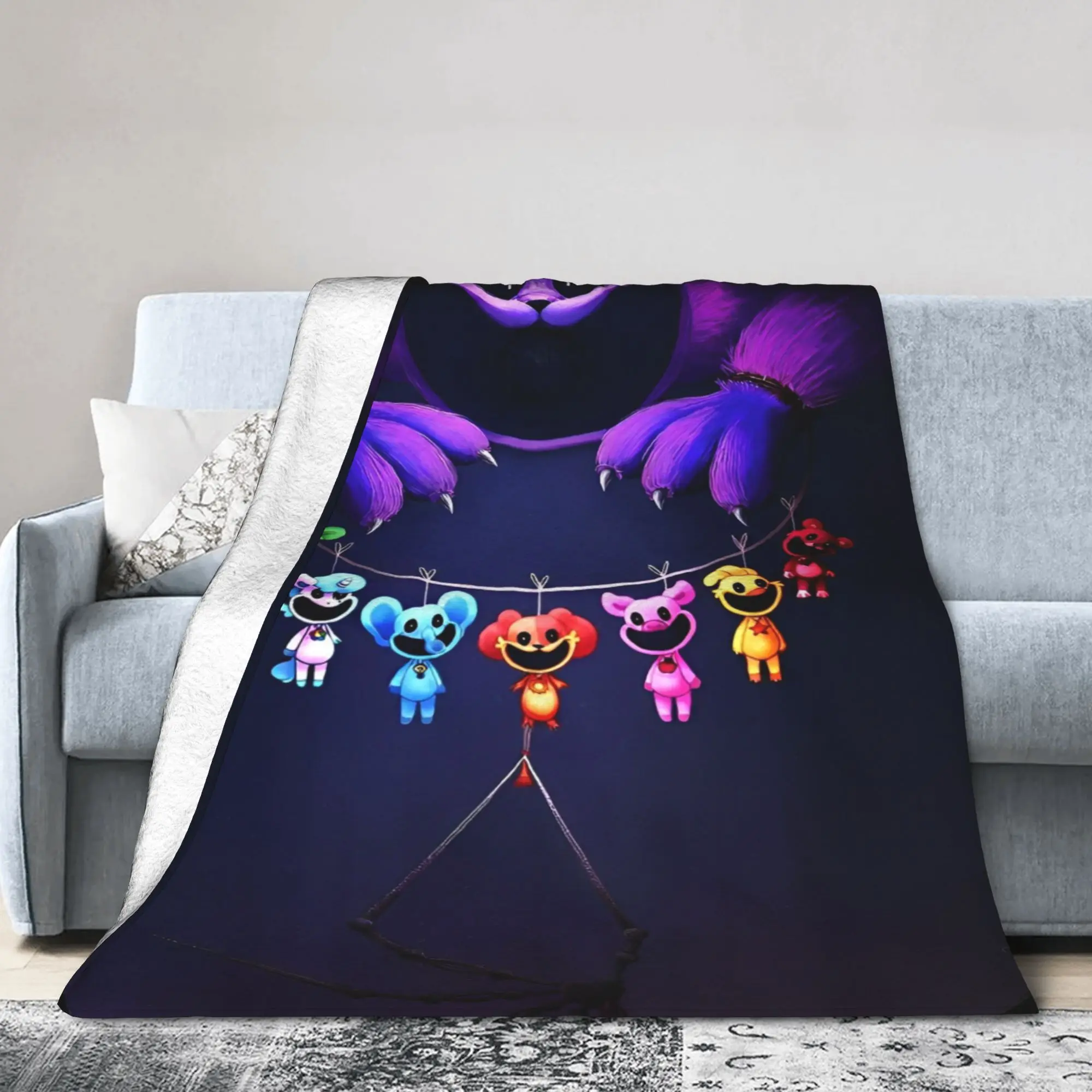 Cartoon S-Smiling Critters Anime Blankets Game Plush Novelty Warm Throw Blanket for Home Autumn/Winter