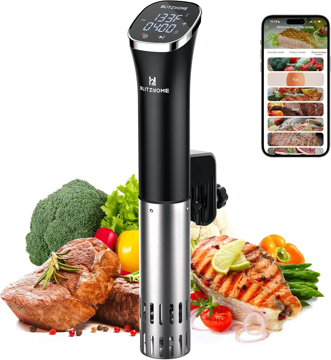 

Sous Vide Cooker, WiFi APP/Touch Control, Compact Sous Vide Machine 1000W with Recipes, Accurate Temperature & Timer