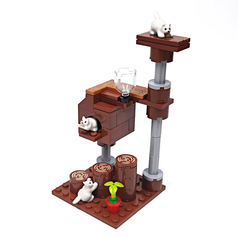 

Animal Series MOC Bricks Cat Figires Cat climbing frame DIY Building Blocks Kids Education Toys For Children Birthday Gift