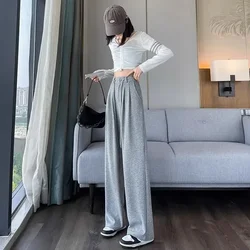 Wide Leg Pants for Women Long Cotton Woman Trousers Y2k Streetwear Trends 2024 One Size All Medium Original Xxl New In Elastic G