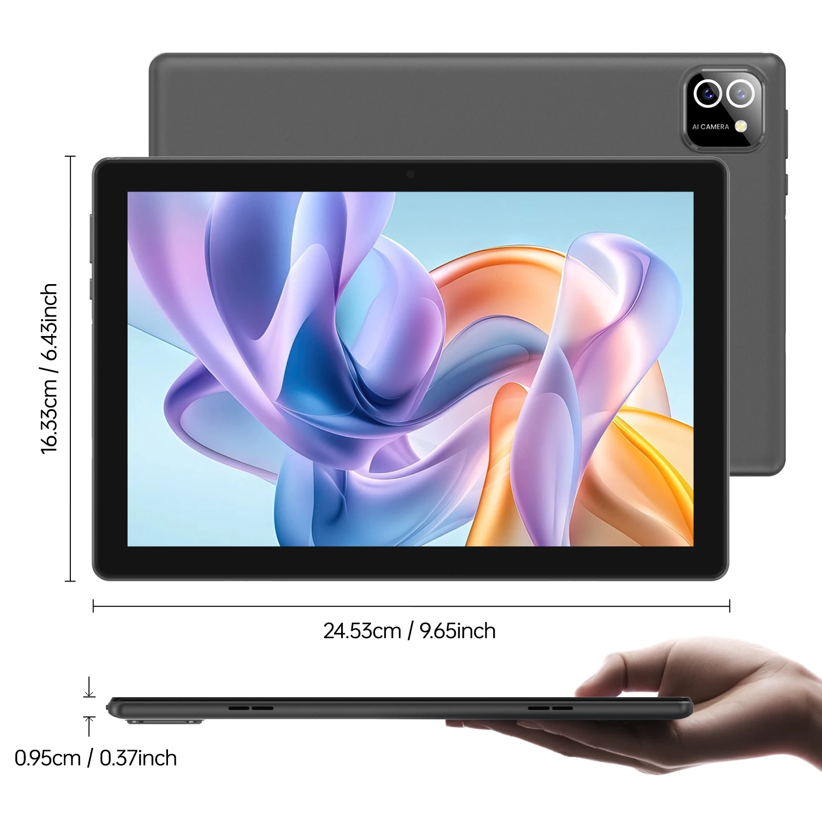 I-Atar 다국어 안드로이드 태블릿 10.1인치, 안드로이드 12.0 타블레타 4Gb Ram 64Gb 스토리지, Type-C 충전, Mtk6737 쿼드 코어 프로세서, 1280*1920 Ips Hd 터치 스크린, 듀얼 카메라 태블릿 컴퓨터, 2.4g Wifi 지원, 내장 6000Mah 배터리