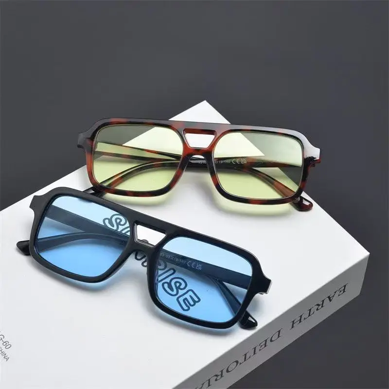 Small Frame Square Sunglasses Women Men Vintage Brand Design Double Girder Sun Glasses for Male Shades Female Eyewear Anti-Glare