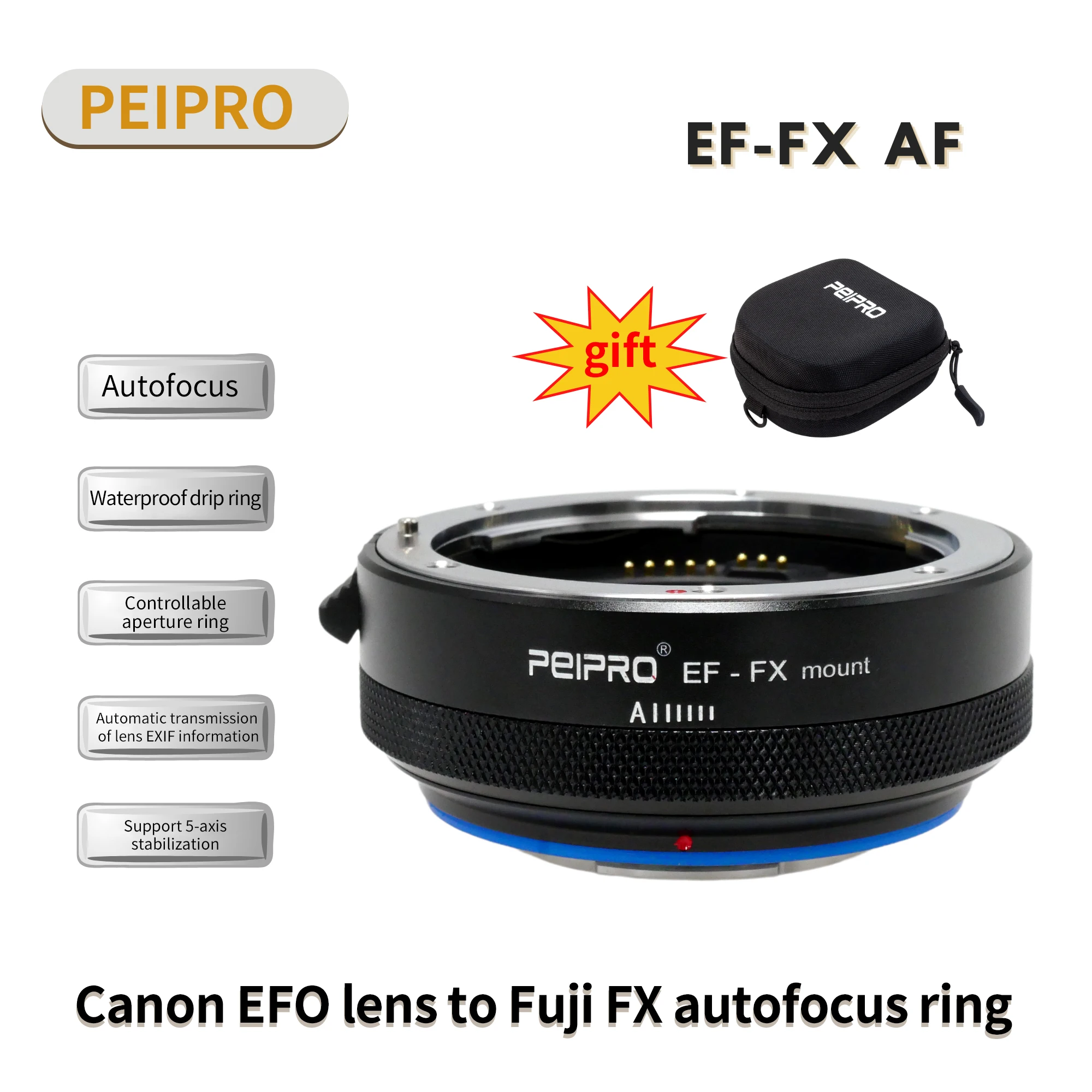 

PEIPRO EF-FX AF Electronic Auto Focus Lens Adapter Ring for Canon EF Lenses to Fujifilm Fuji Mount Autofocus Ring