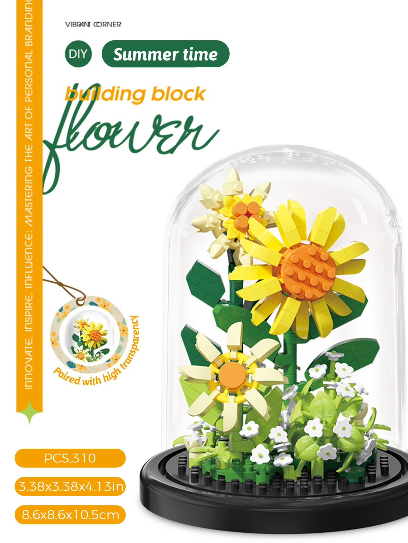 Mikro partikel Baustein Bouquet handgemachtes Geschenk, Kinder Puzzle Spielzeug handgemachte DIY Sonnenblume Desktop-Dekoration Ornament – Detail 5
