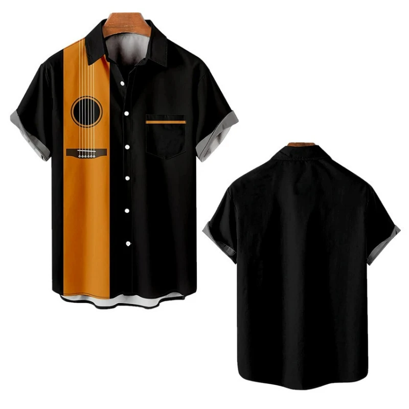 European  American Summer New Large-size Hong Kong Style Men's Shirt Digital Printing Casual Short-sleeved Shirt Men's Clothing