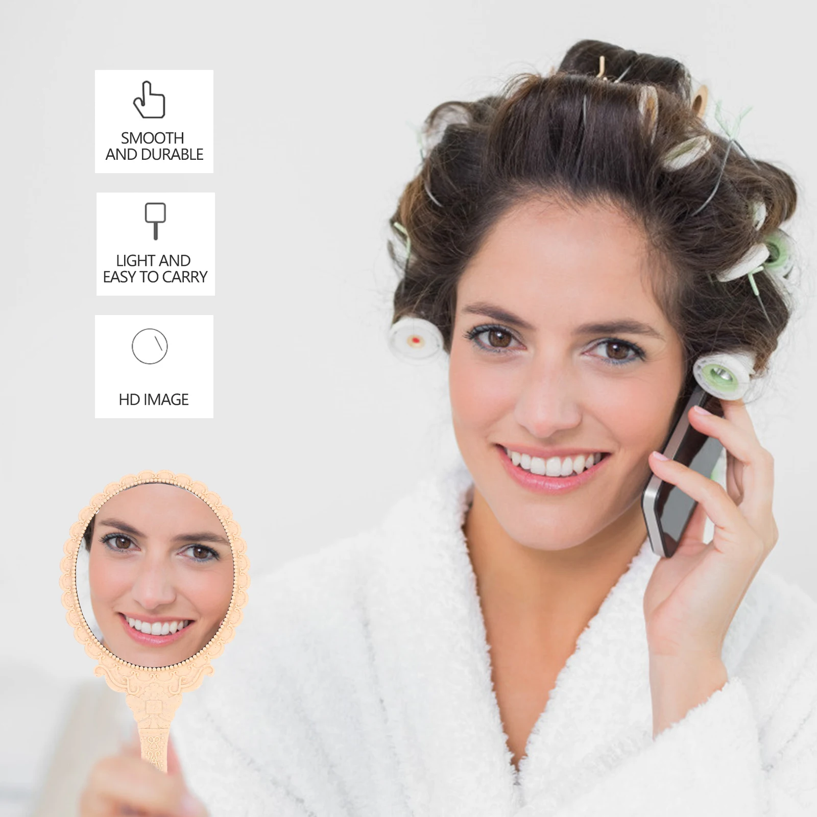 قطعتان من مرآة المكياج المدمجة المحمولة باليد وخفيفة الوزن ومرايا يدوية للسفر مثالية للفتيات والسيدات #2