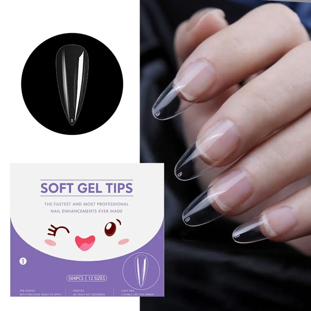 

Fake Nail 1 Box Useful Flexible Mixed Size Quick Building Nail Tip Full Long False Nail for Women