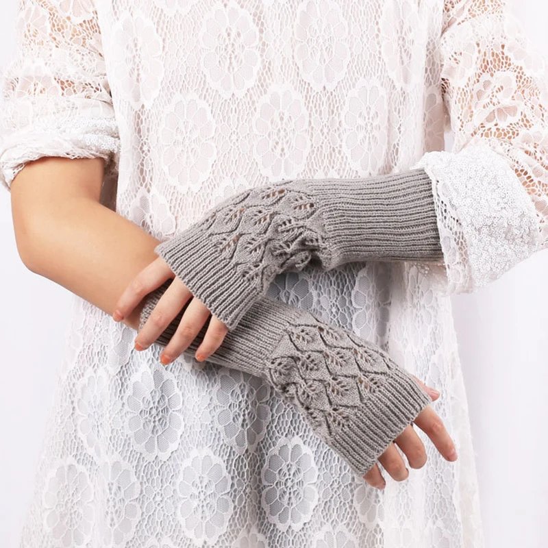 New Fingerless Gloves for Women's Gloves Winter Warm Cute Student Writing Typing Half Finger Acrylic Knitted Glove Mittens y2k