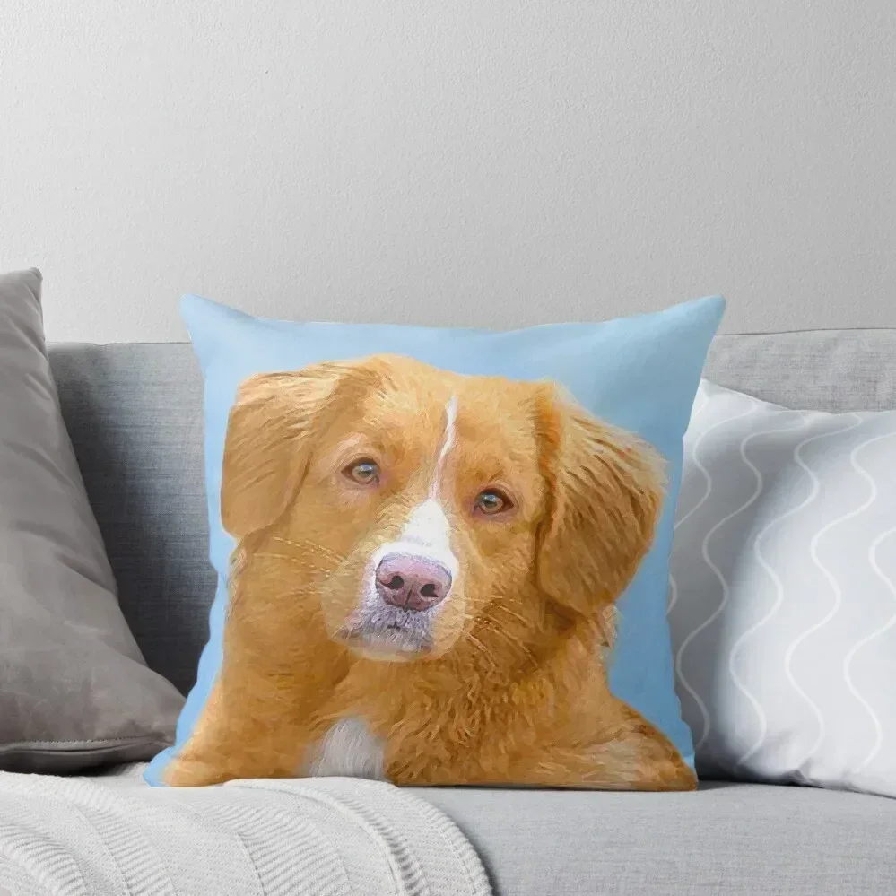 

Nova Scotia Duck Tolling Retriever Dog Painting Throw Pillow Custom Cushion luxury sofa pillows luxury home accessories pillow