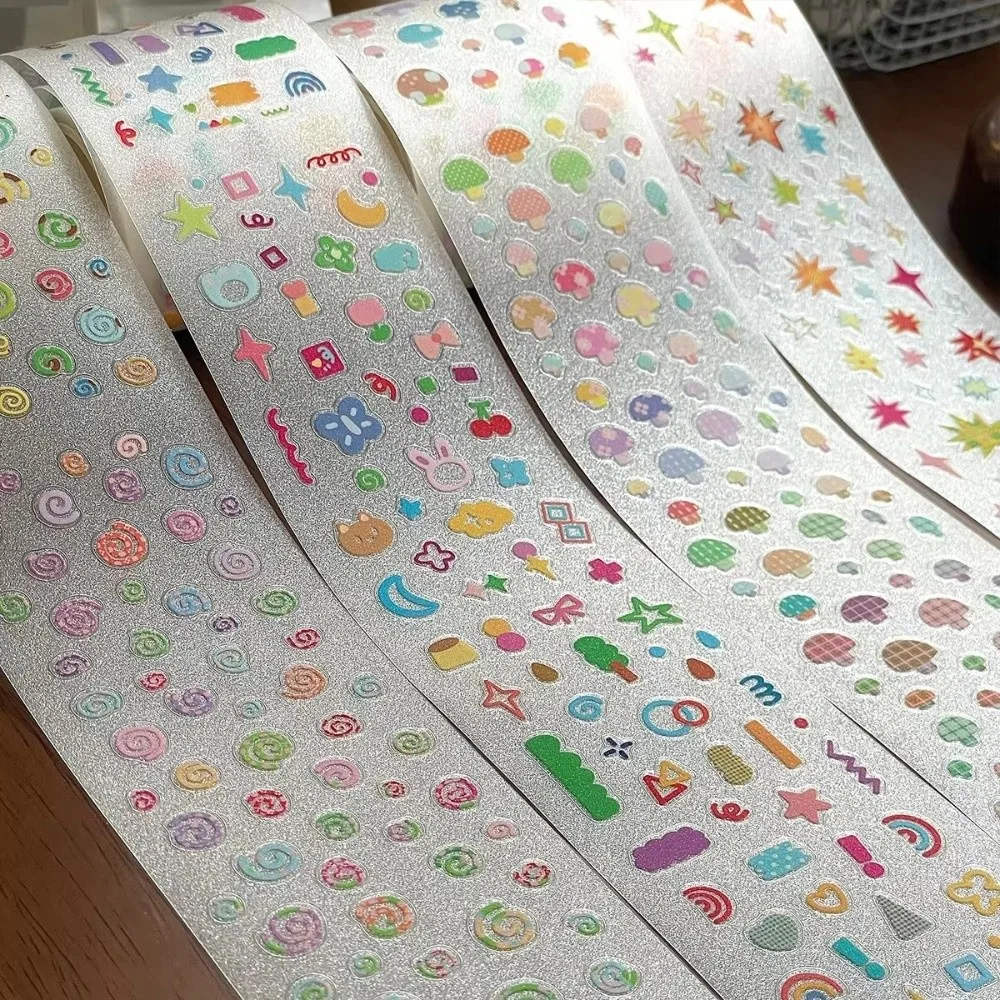 Mushroom Pattern PET Sticker Tapes Waterproof Basic Material Stationery Stickers DIY Removable Graffiti Star Decor Stickers