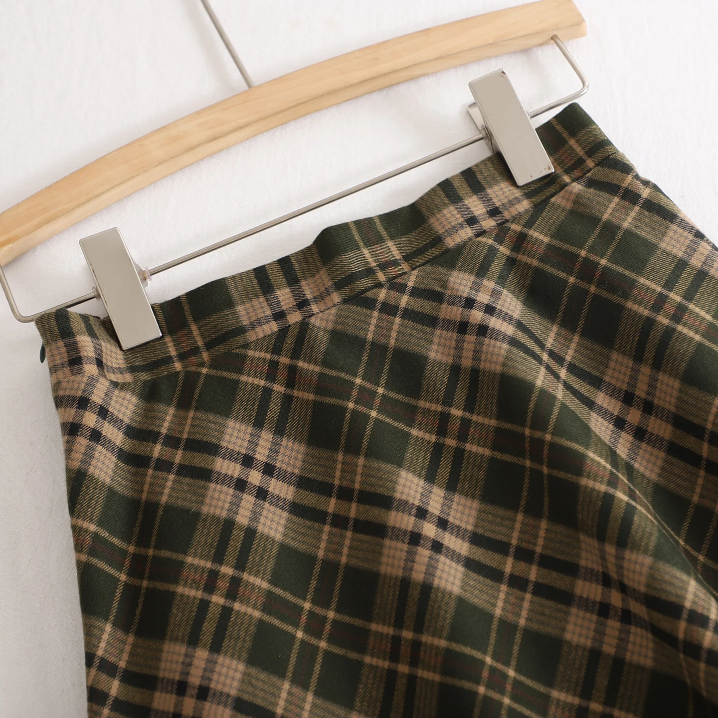 Francês retro xadrez verde a linha saia feminina elegante harajuku preppy cintura alta cabido meados de comprimento queimado guarda-chuva saia outono