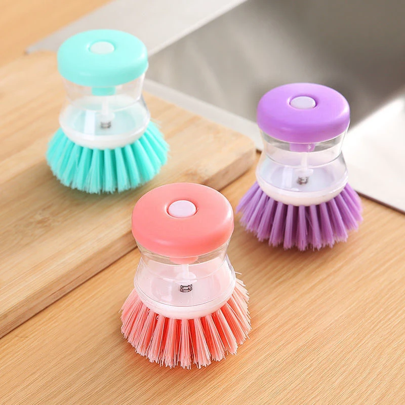 

Dish Brush With Soap Dispenser, Kitchen Dish Scrubbers Set Washing Utensils With Washing Up Liquid Soap Dispenser Kitchen Tool