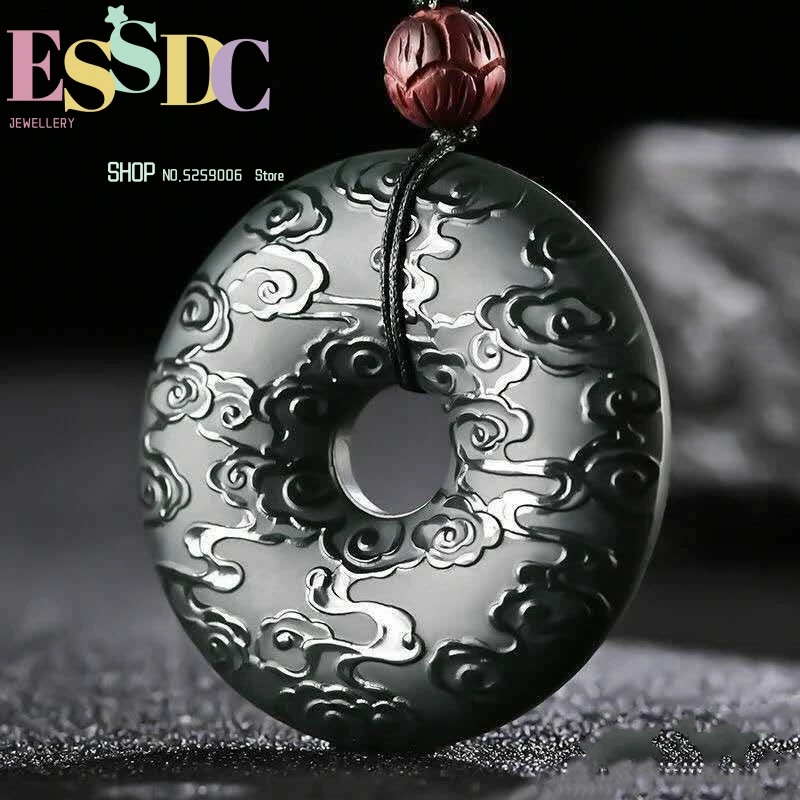 Hetian Jade Xinjiang Shilai Running Auspicious Cloud Ping An Buckle Tower Sapphire Pendant