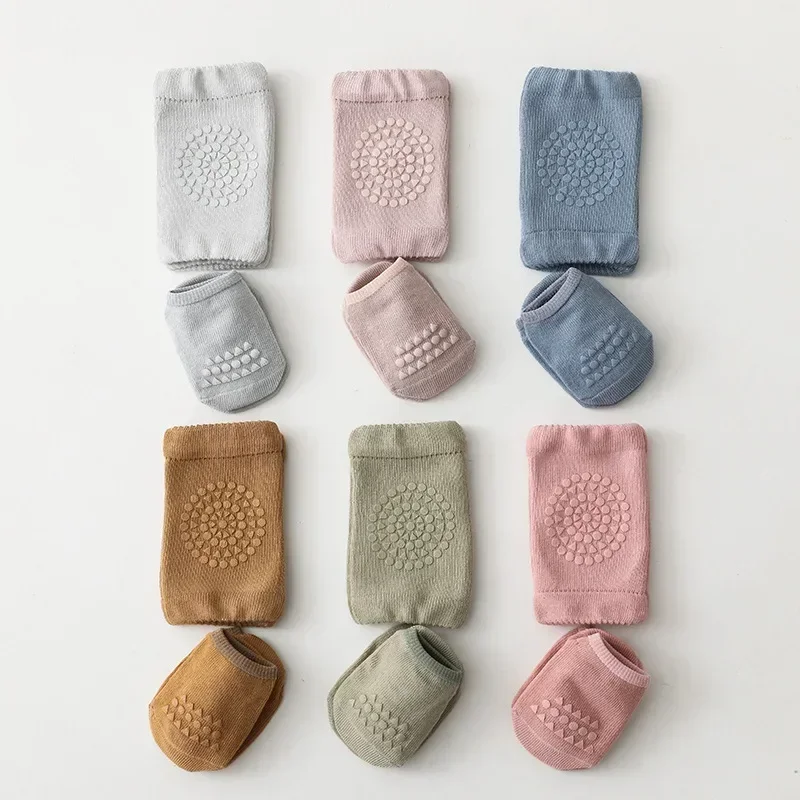

2pcs/lot Summer Baby Knee Pads Socks Set Anti Slip Socks Kid Crawling Safety Floor Socks Knee Protector for Girls Boy