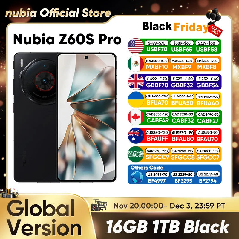 yZ[zNubia Z60S Pro O[oo[W 5G Android gѓdb Snapdragon 8 Gen 2 50MP gvJ 120Hz 6.78 C` AMOLED XN[ NFC 5100mAh