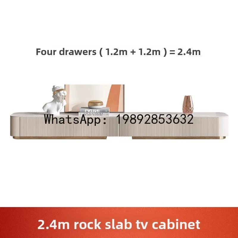 CZ  Modern Minimalist Living Room  Large and Small Apartment Long Style Internet Celebrity Round Coffee Table Floor Cabinet Set
