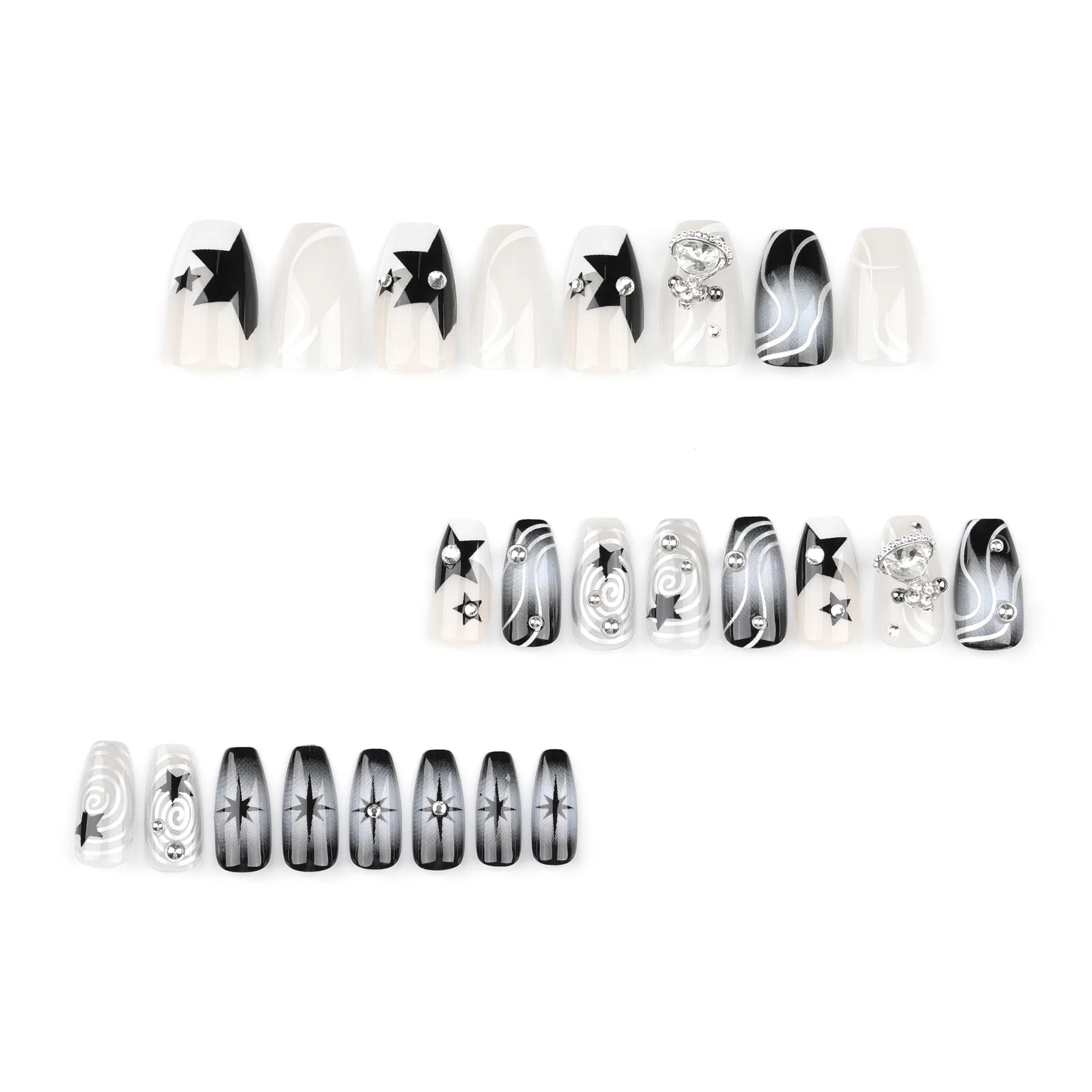 24 Pieces/Set Y2k Star Glittering Diamond Nail Polish Spicy Planet Sparkling Diamond Explosion Shining Nail Art Fake Nail Art