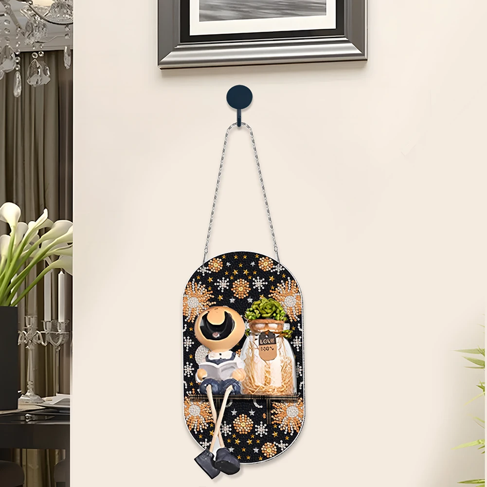 نجمة القمر 5D DIY الماس اللوحة النقاط قلادة مع الرف DIY الماس الفن قلادة كيت الماس اللوحة الحلي لنافذة الجدار #4