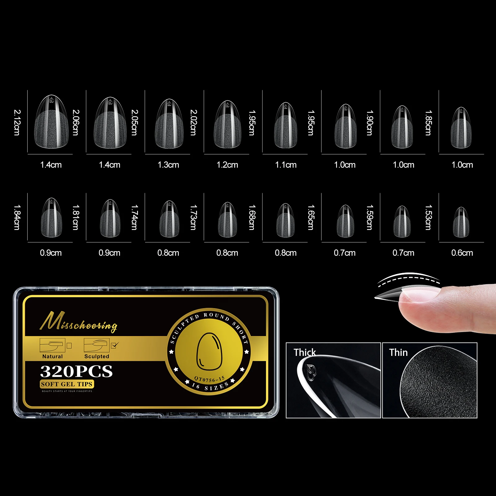 S-2XL Glänzende falsche Nagelspitzen, geformtes weiches Gel, Mandelsarg, Stiletto, vollständige Abdeckung, zum Aufdrücken der Nägel, künstliche DIY-Verlängerungsversorgung – Detail 20