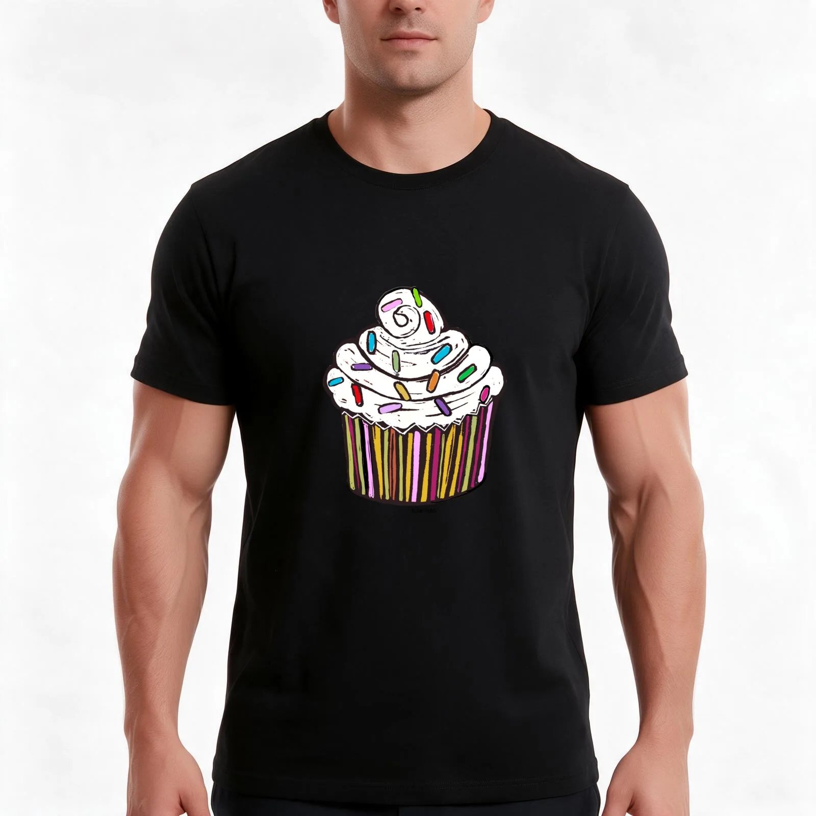 Cupcake with sprinkles T-Shirt Summer Casual Cotton Tee Oversized Streetwear Tops Vintage Graphic Print Unisex Men Women