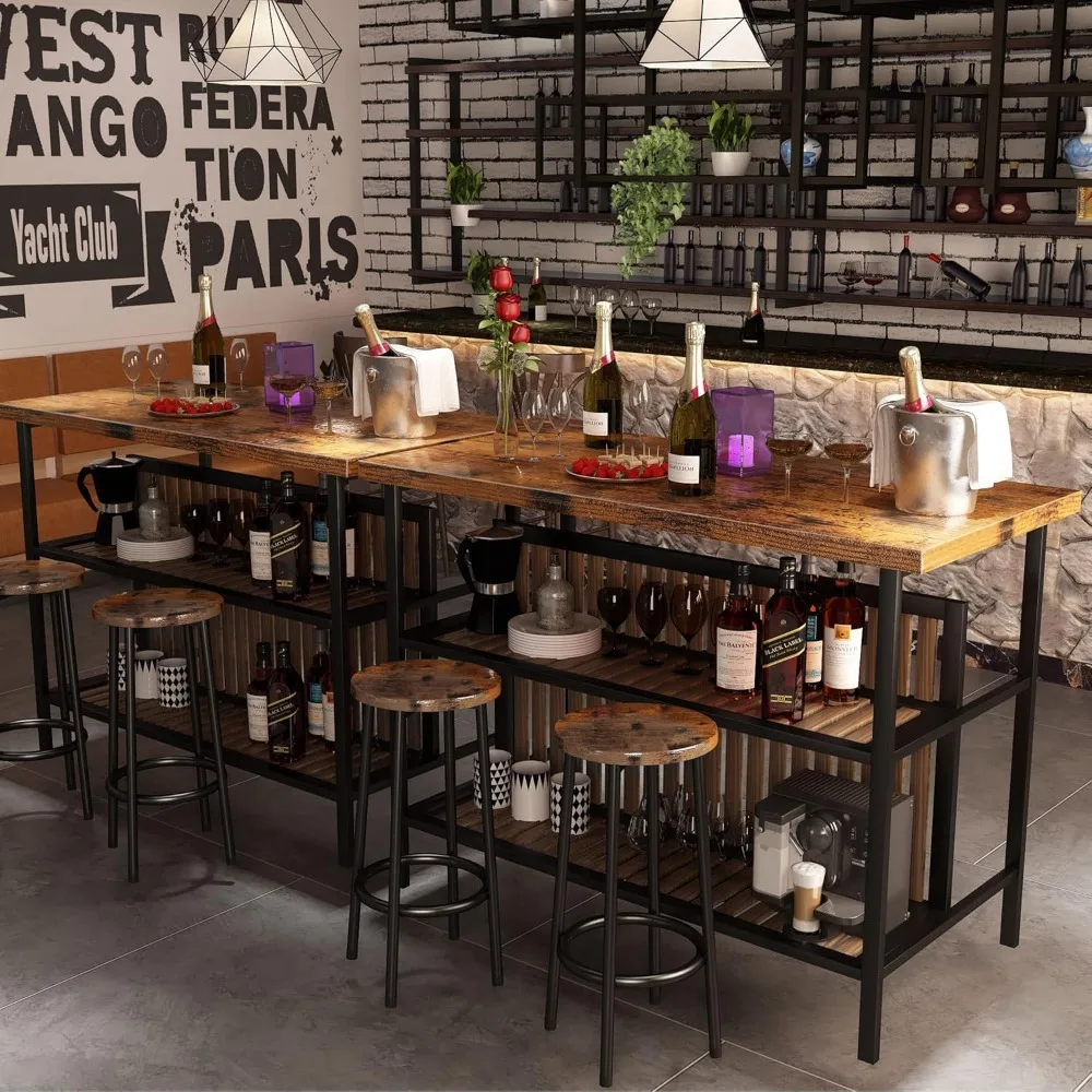 現代的な3ピースパブテーブルセット、長方形のバースツール、2ピース木製ダイニングコレクション、収納付きカウンターハイトテーブル