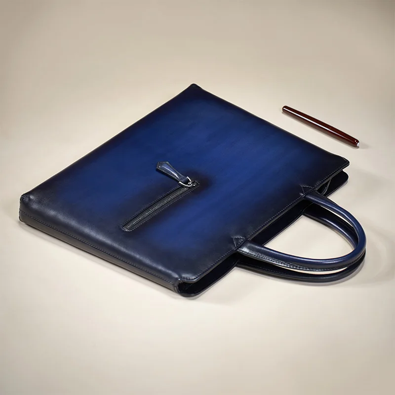 Echt leder Herren taschen Handtaschen Business Aktentaschen horizontal dünn lässig eingerieben Top Layer Rindsleder Weich leder Aktentaschen