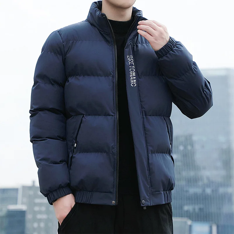 Winter Men's Fashion Casual Stand Collar Padded Jacket Plus Size Loose Thick Windproof Warm Cold Resistant Quilted Jacket