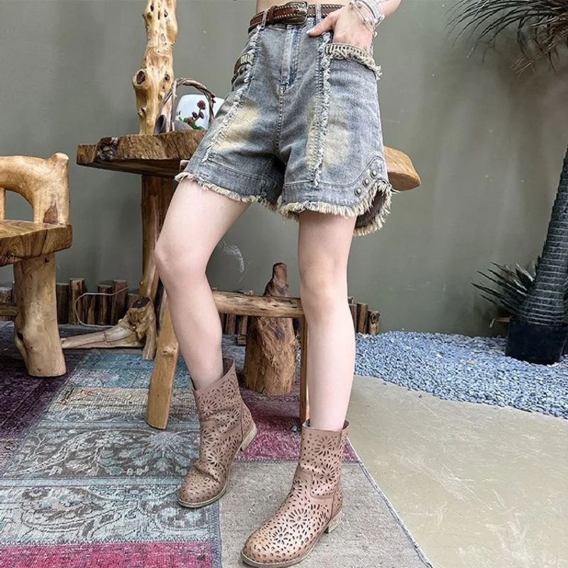 Korean version versatile denim shorts women summer  new fashionable and casual loose trendy street personality shorts jeans