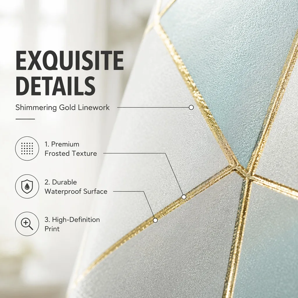 Geometric Privacy Window Film Static Cling No Glue Easy Install Removable for Bathroom Bedroom Home Office Glass