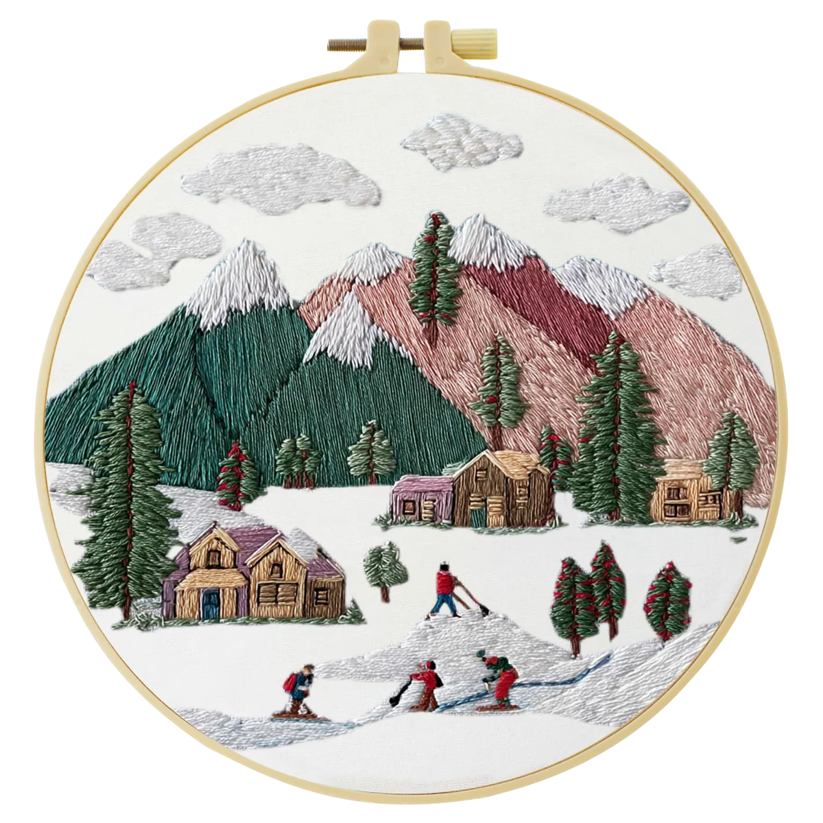 1 Stück 20X20CM/15X15CM 7,87/6,3 Zoll Ski-Stickerei-Starter-Kit DIY-Kit DIY-Stickerei-Set Handarbeiten Heimdekoration Nadelkunst – Detail 3