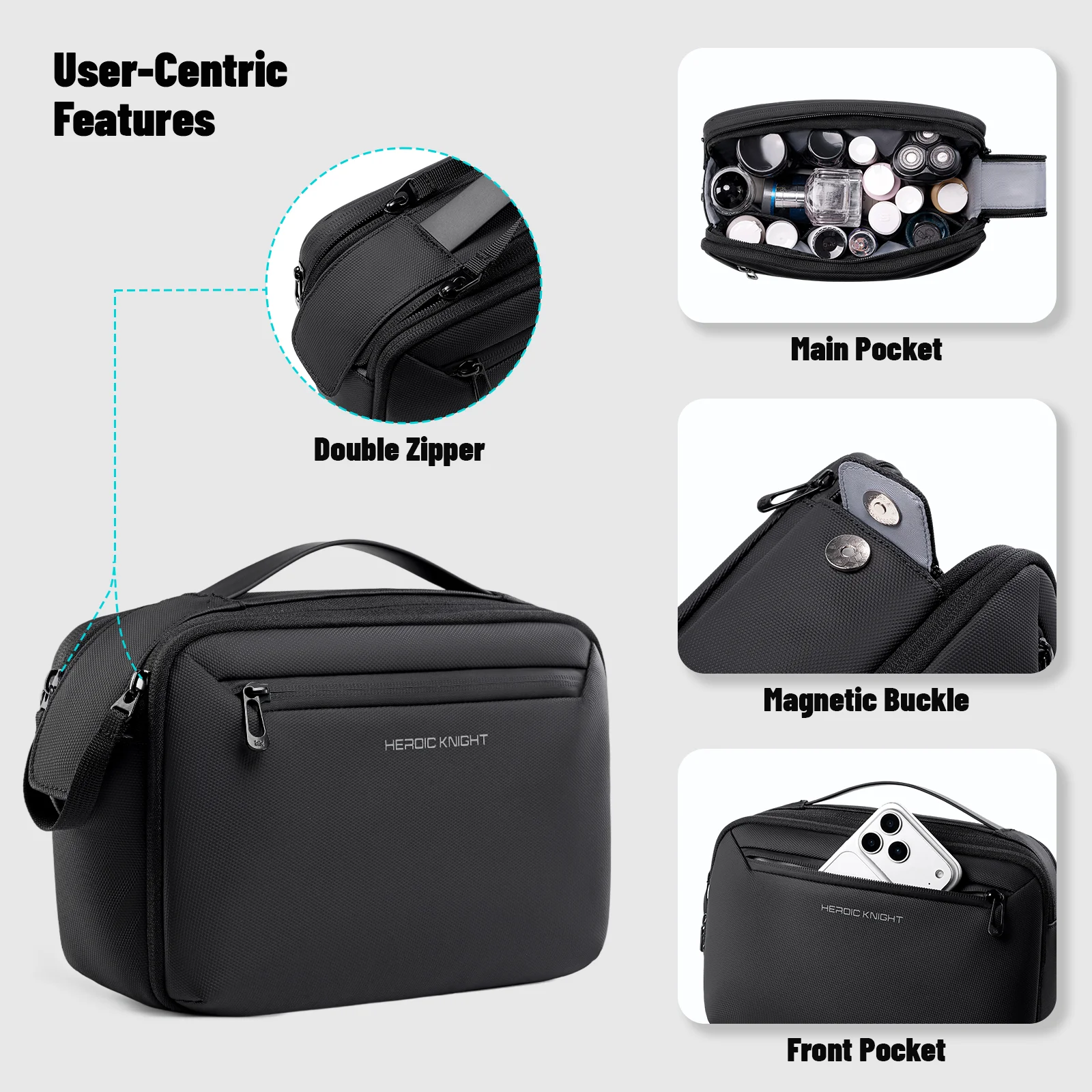 Heroic Knight Business Men’s Dopp Kit Waterproof Travel Toiletry Organizer Portable Ladies Cosmetic Storage Bag Small Wash Pouch