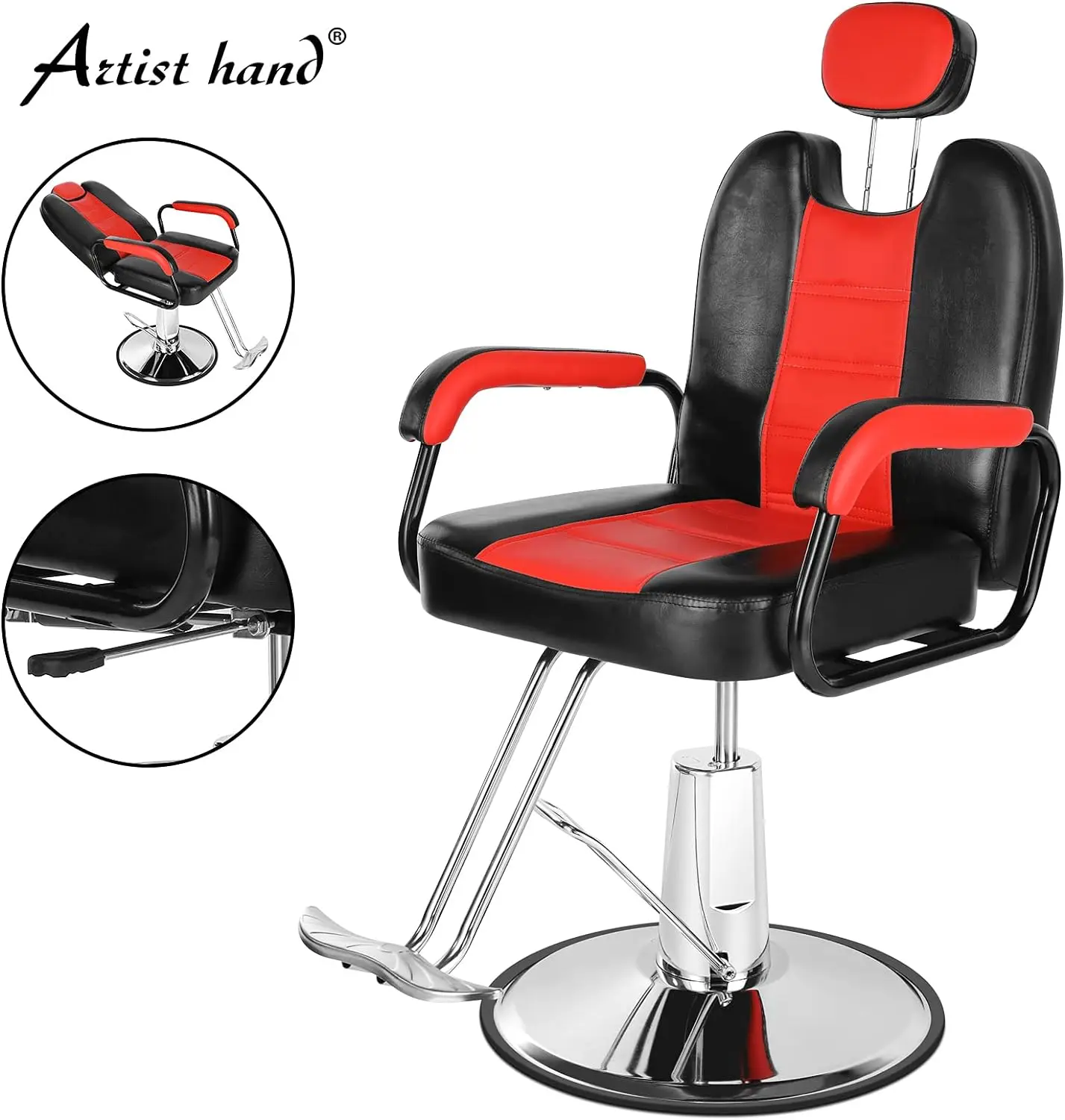 Artist hand Salon Chairs for Hair Stylist, Heavy Duty Hydraulic Barber Chair Spa Furniture Shampoo Reclining Extra Wider Seat Be