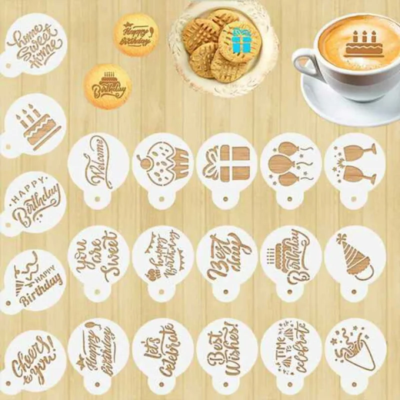

Professional DIY Latte Art Stencils Set for Coffee Cappuccino Cake Cookie Decorating Spray Painting Molds for Holiday Desserts