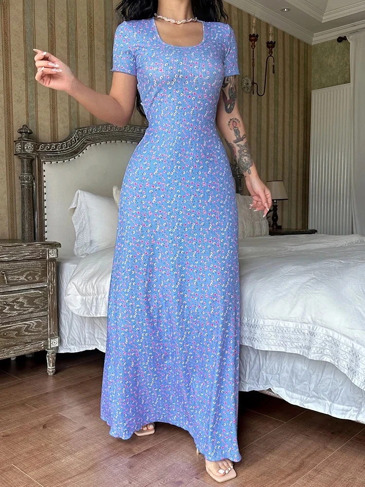 Sukienki codzienne biurowe wieczorowe na imprezę streetwear odzież damska hurtownia eleganckie kwiatowe wzory krótki rękaw sznurowane