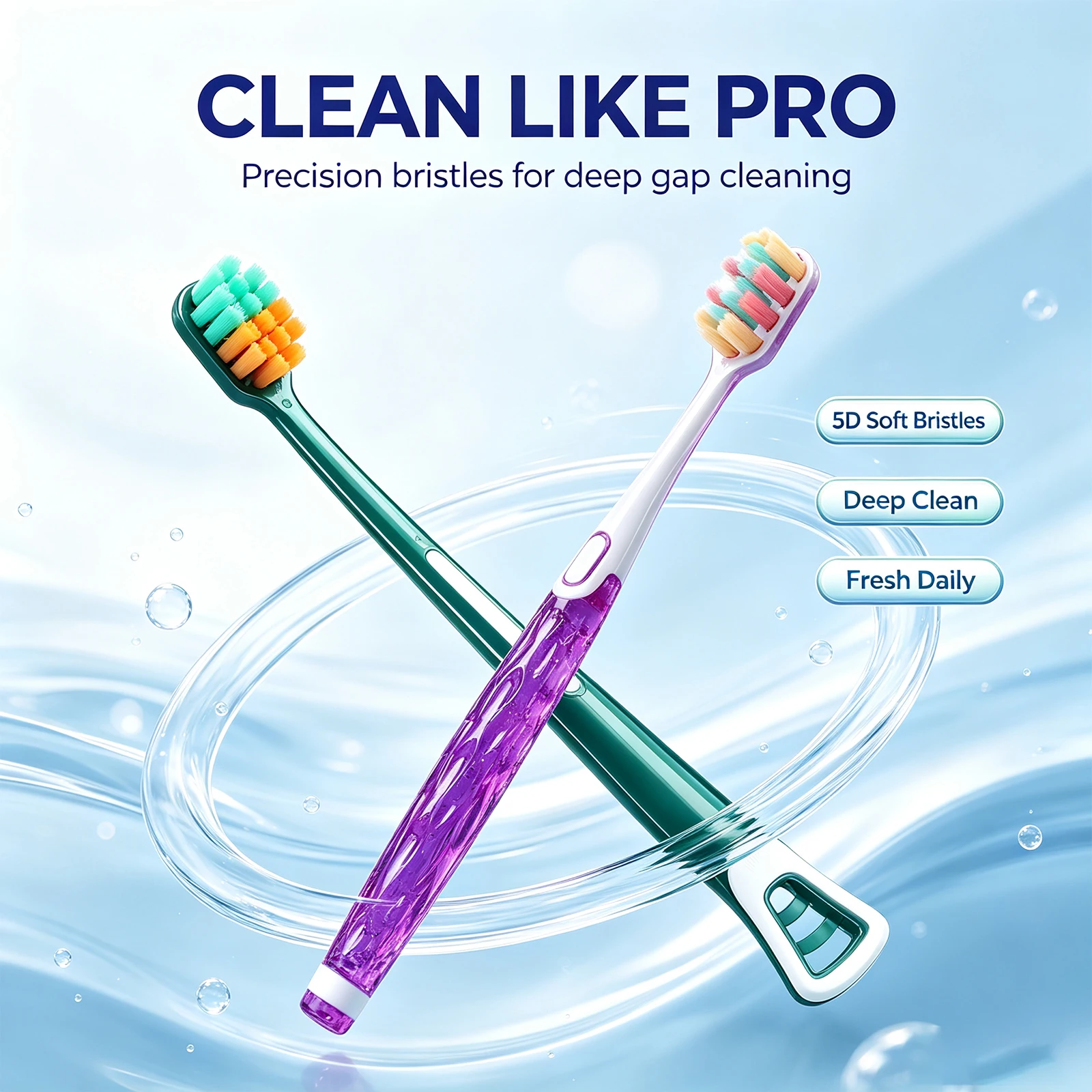 Soft Toothbrush 2 Pack Slim & Wide Head Gentle Clean Remove Plaque Gum Care Fresh Breath Daily Oral Hygiene