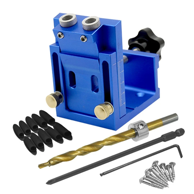 Pocket Hole Jig Kit Spare Parts 15° Angled Woodworking Holes Locator, Drill Guide Jig Set W/2 Drill Bits For Carpentry