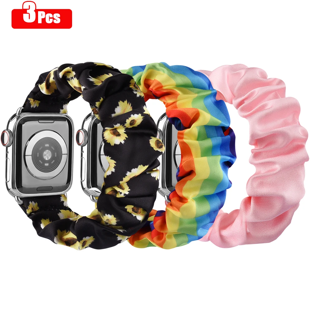 

3pcs Scrunchie Strap for Apple Watch Band 44mm 40mm iwatch 38mm 42mm Elastic Bracelet For iWatch series 7 6 5 4 3 SE 41mm 45mm