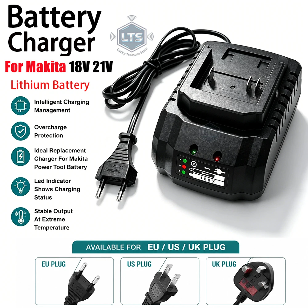EU/US/UK Batterieladegerät Ersatz für Makita 18V 21V Li-Ion BL1420 BL1415 BL1815 BL1830 BL1840 BL1860 Elektrobohrmaschine Schleifmaschine