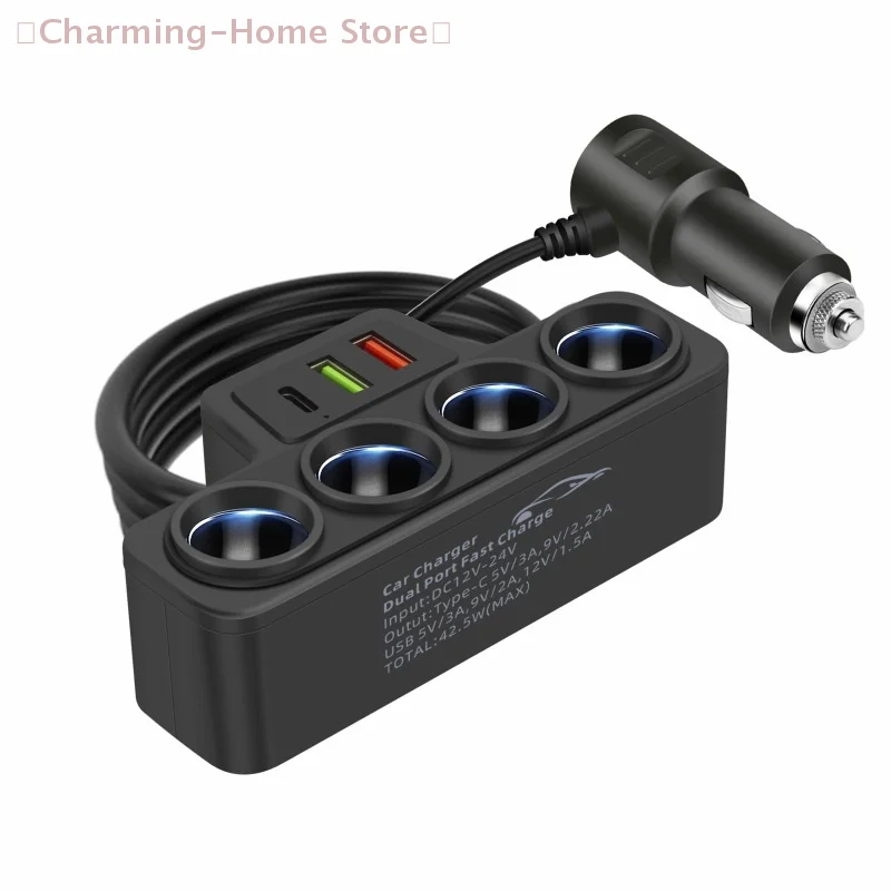 【M】Car Inverter Charger 120W Car USB Charger Adapter 12V 24V Socket Splitter Road Trips Automotive Electronics