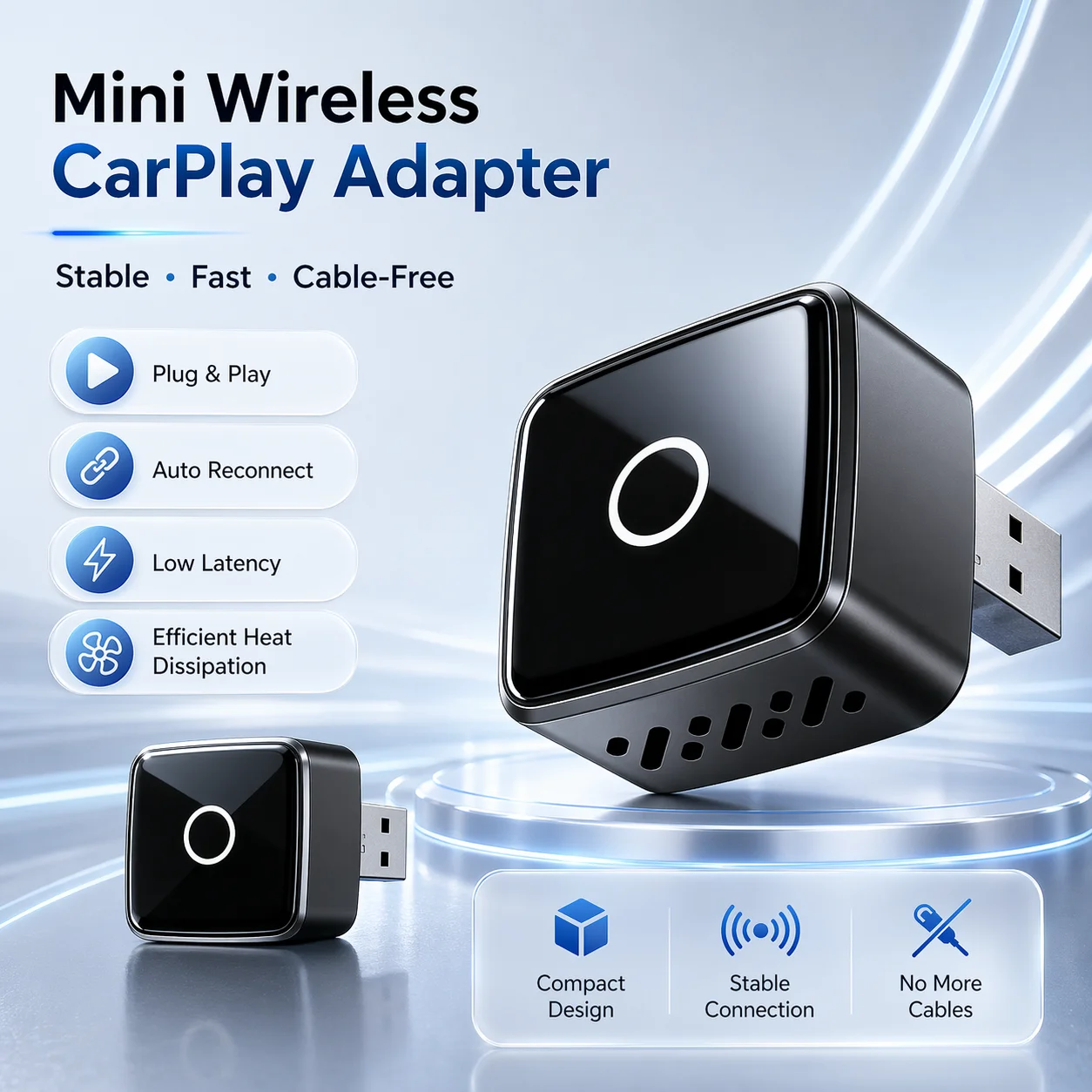 New 2in1 Wired to Wireless CarPlay Adapter, Android Auto Dongle, High-Quality Car Accessory Smart Box 5GHz WiFi Type-C/USB