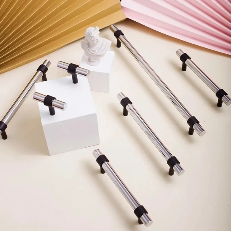 Handles Modern Style T-Bar Kitchen Furniture Door Handle Wardrobe Drawer Door Knobs Golden Brass Cupboard Closet Cabinet Pulls