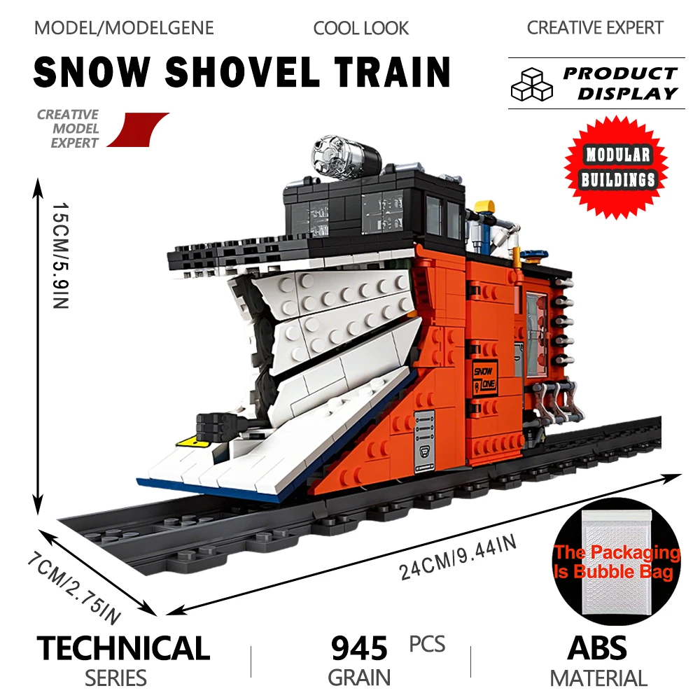 

Креативный конструктор-модель поезда-снегоуборщика, технические строительные блоки, наборы для сборки железной дороги, игрушки, рождественские подарки для детей