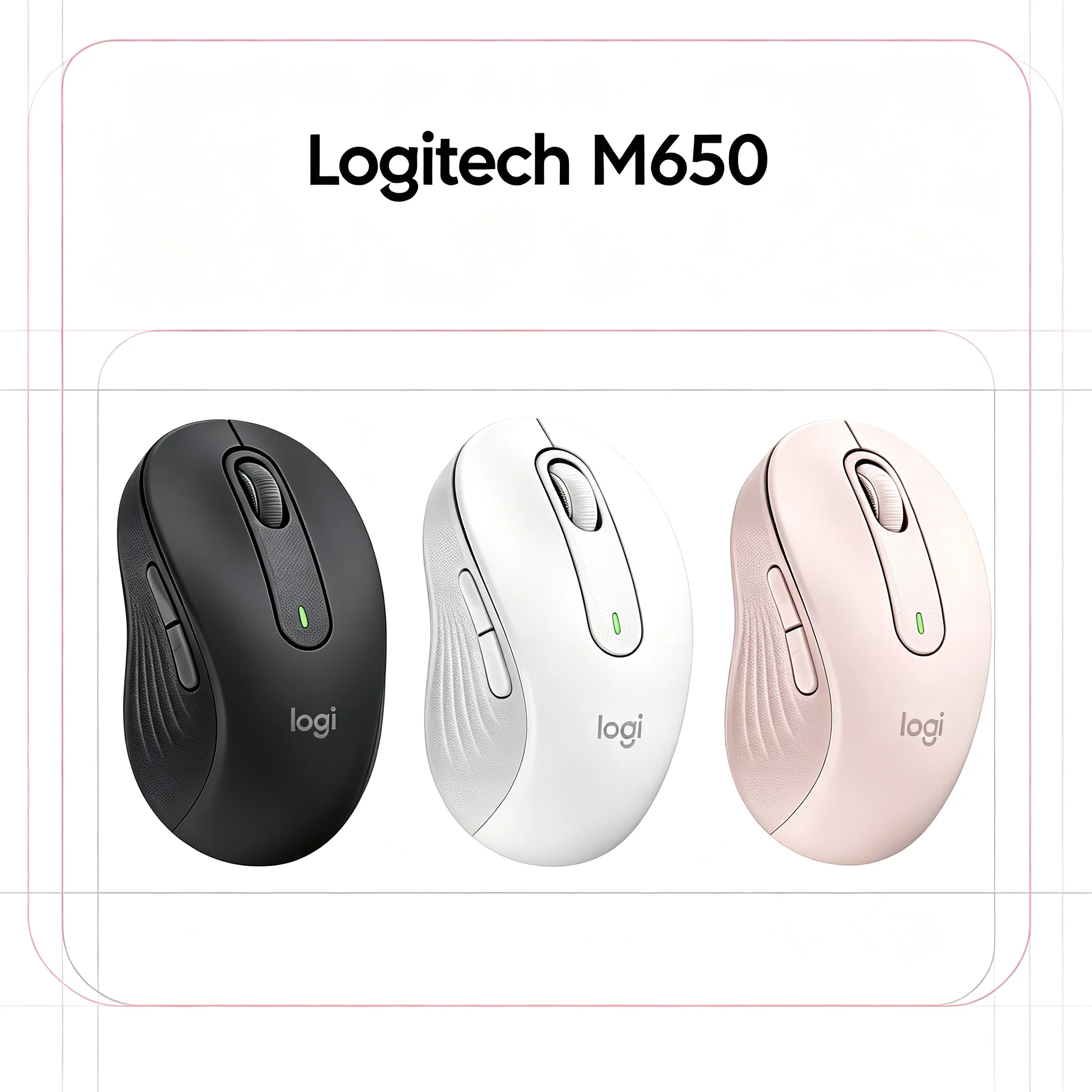 Logitech M650 Signature Silent Wireless Mouse SmartWheel Fast Scroll 5 Customizable Side Buttons Dual Bluetooth Logi Bolt Connec