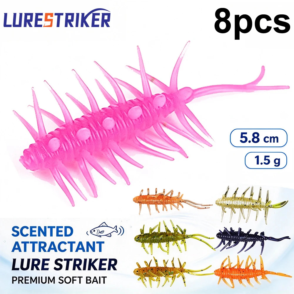 Fishing Lure Soft Plastic - 8Pcs 5.8cm/1.5g Small sea cucumber Worm
